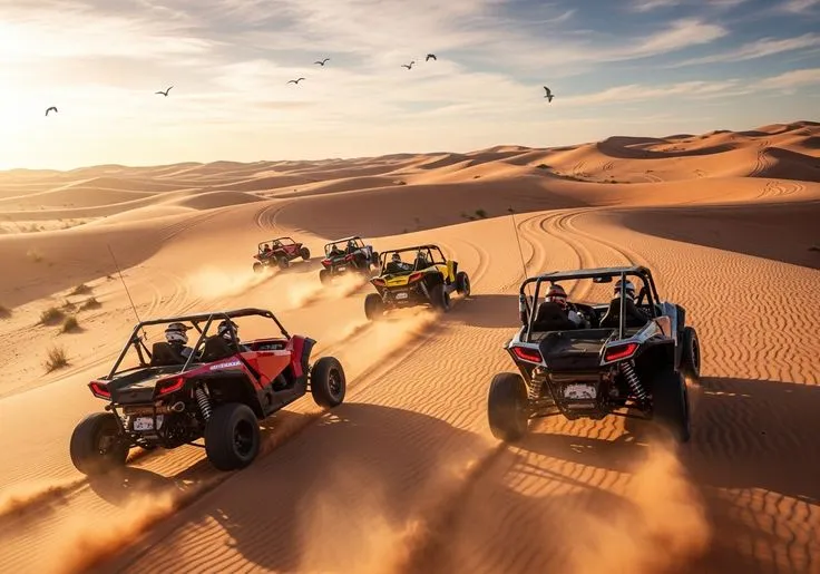 Polaris RZR driving during a morning desert tour in Dubai
